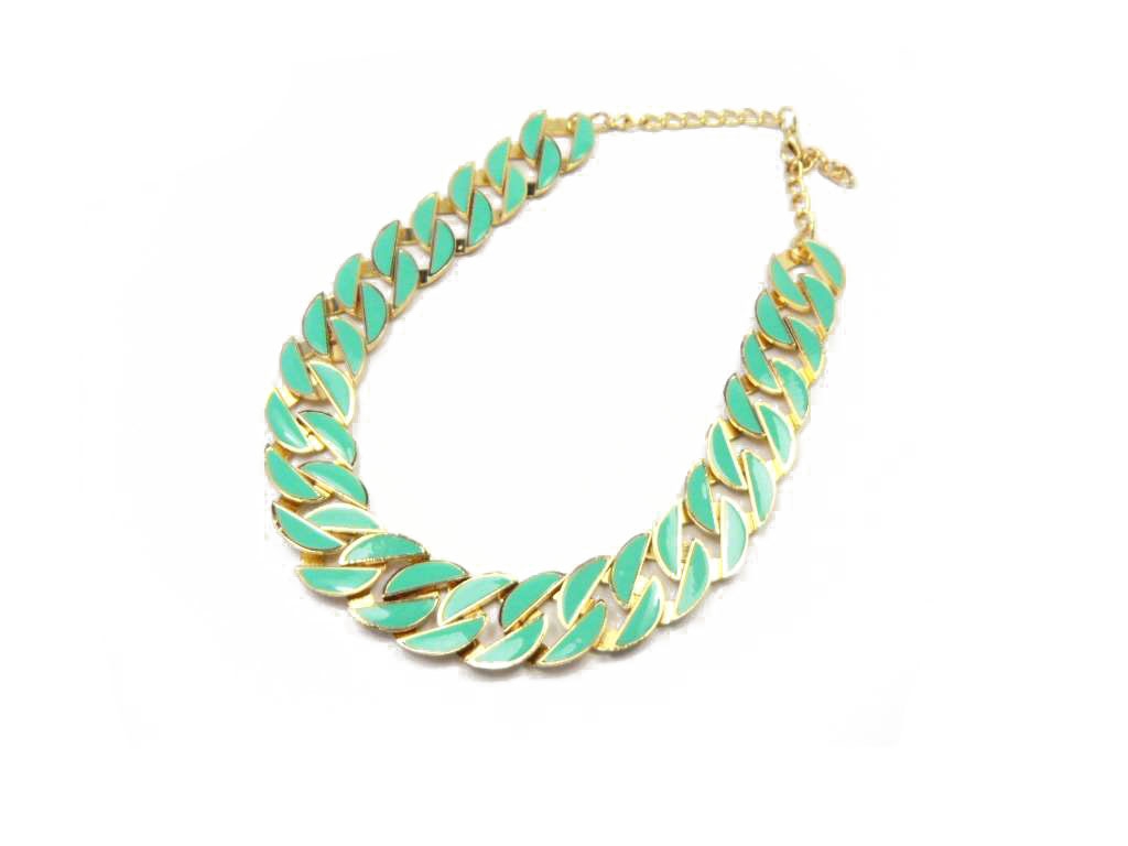 Jewelry Simply and Graceful Necklace, Made of Iron Chain and Mint Epoxy