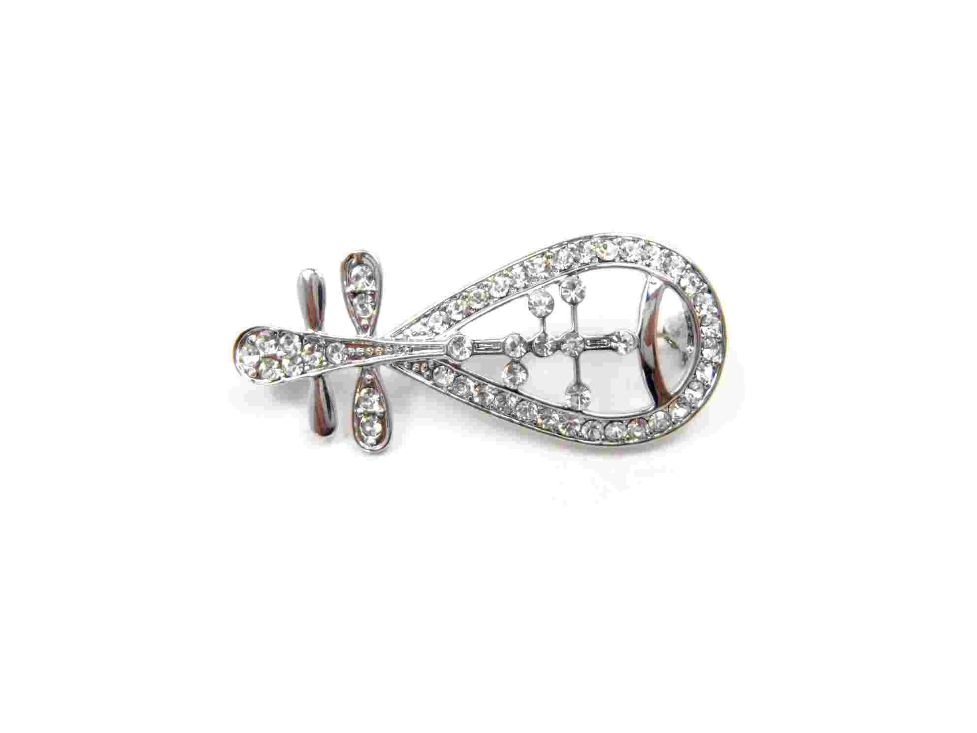 Fashionable PIPA brooch, made of zinc-alloy and glass, available in various designs 