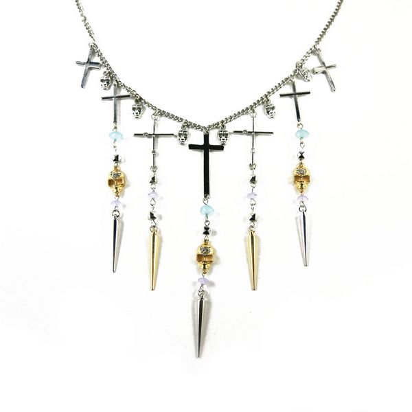 Fashion pendent cross and skull necklace jewelry for girls and women