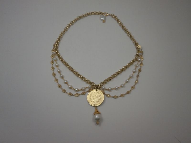 Fashion pearl gold chain charm necklace jewelry for women and girls 